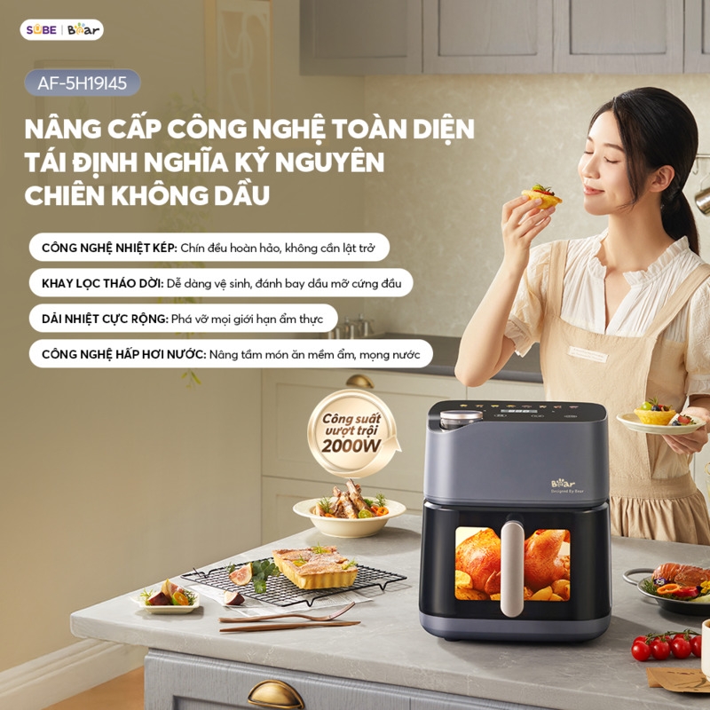 [SALE 20/10] Nồi chiên không dầu 6L Bear AF-5H19I45